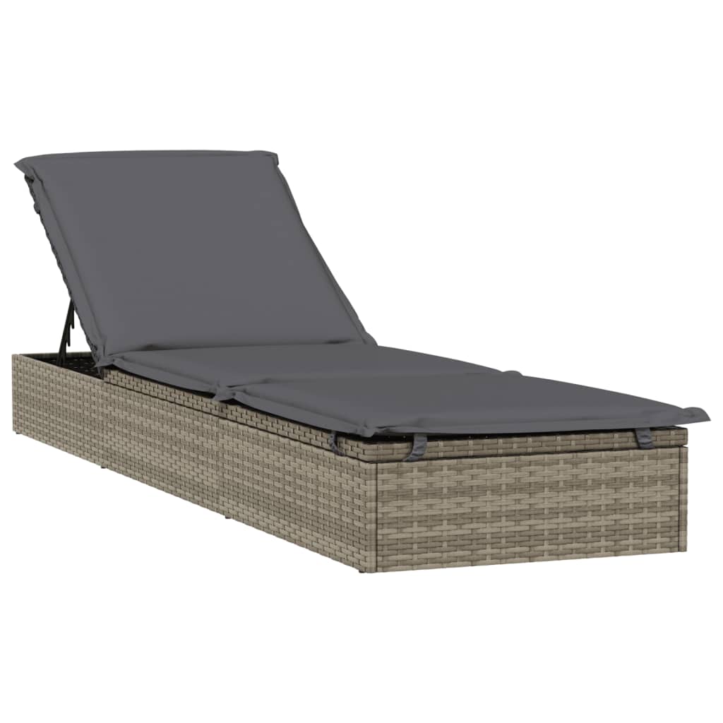 Sonnenliege 1 Stk. Mit Auflage 201X55X62 Cm Poly Rattan