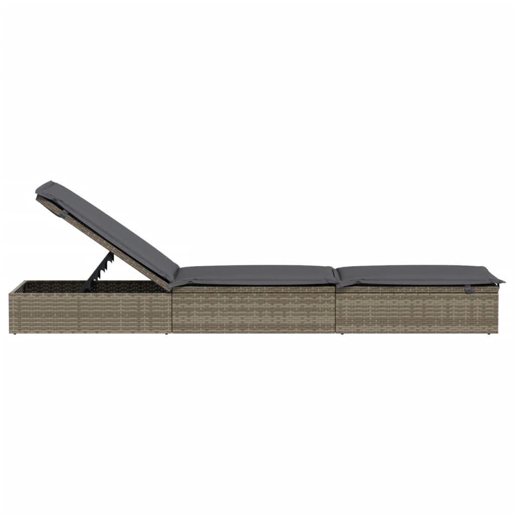 Sonnenliege 1 Stk. Mit Auflage 201X55X62 Cm Poly Rattan