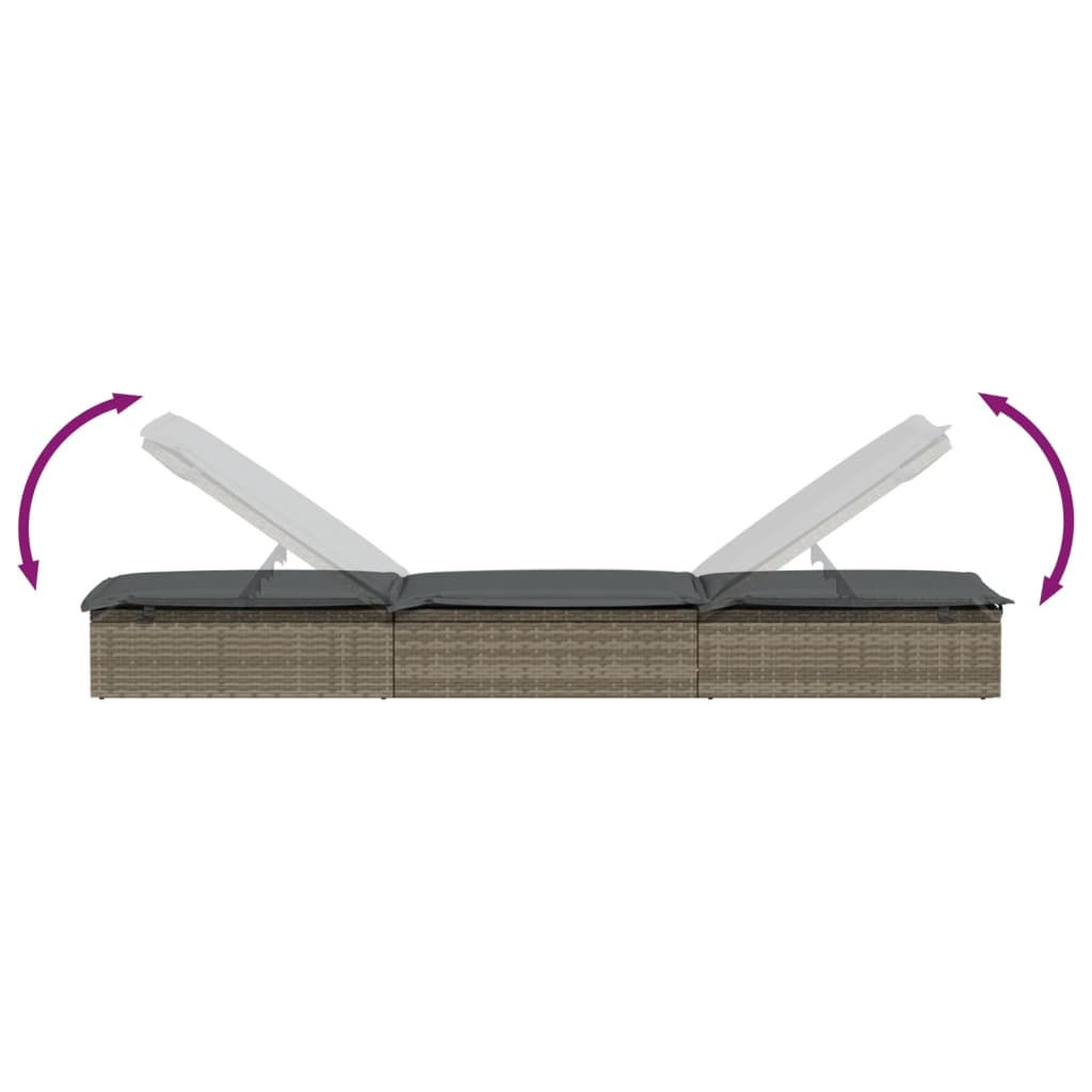 Sonnenliege 1 Stk. Mit Auflage 201X55X62 Cm Poly Rattan
