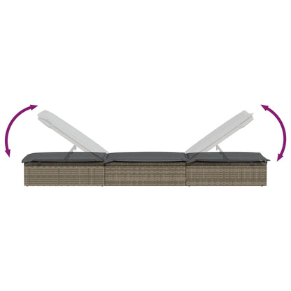Sonnenliege 1 Stk. Mit Auflage 201X55X62 Cm Poly Rattan