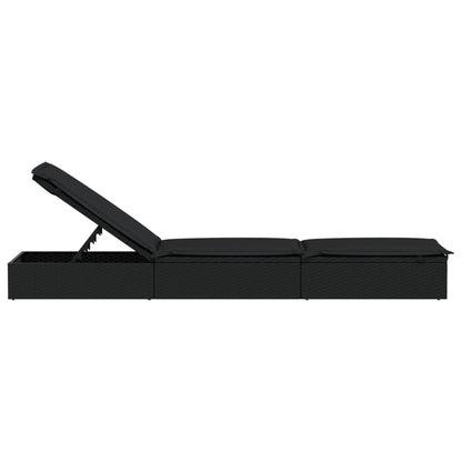 Sonnenliege 1 Stk. Mit Auflage 201X55X62 Cm Poly Rattan