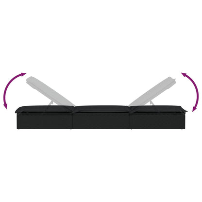 Sonnenliege 1 Stk. Mit Auflage 201X55X62 Cm Poly Rattan
