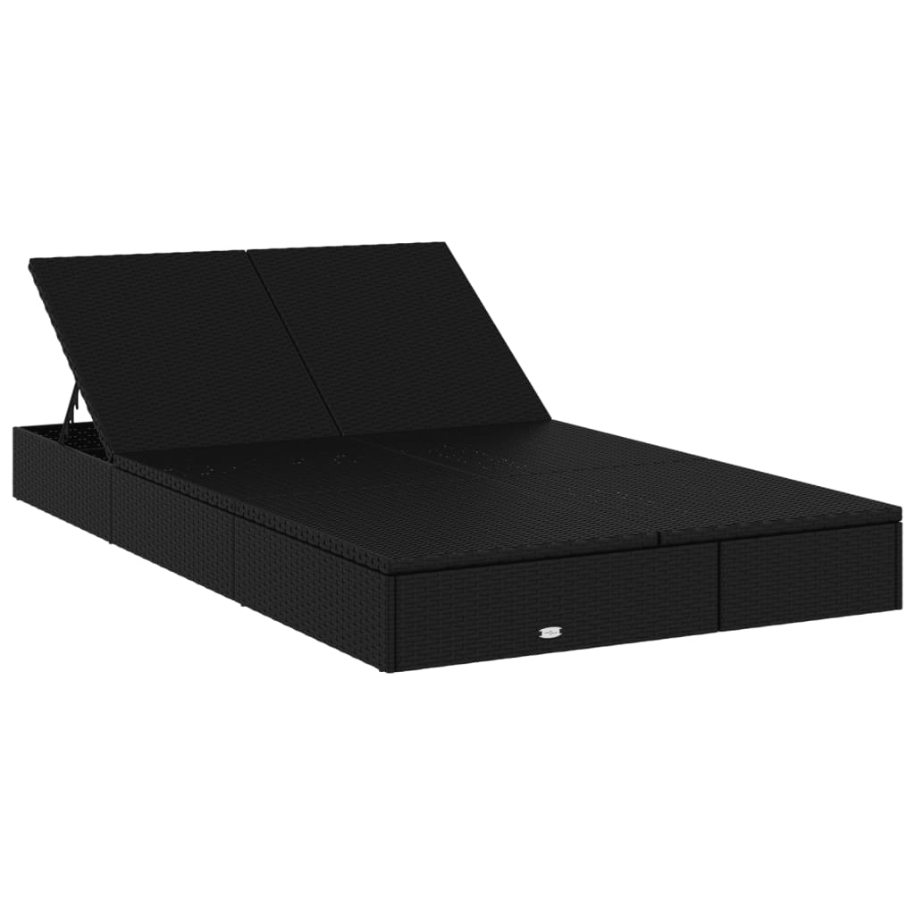 Sonnenliege Für 2 Personen Mit Auflage Schwarz Poly Rattan