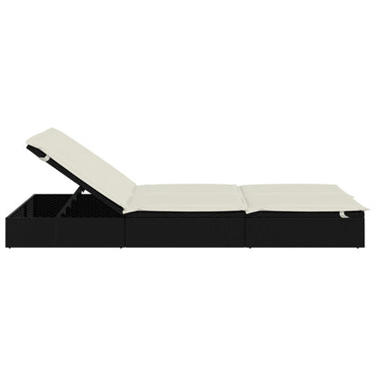Sonnenliege Für 2 Personen Mit Auflage Schwarz Poly Rattan