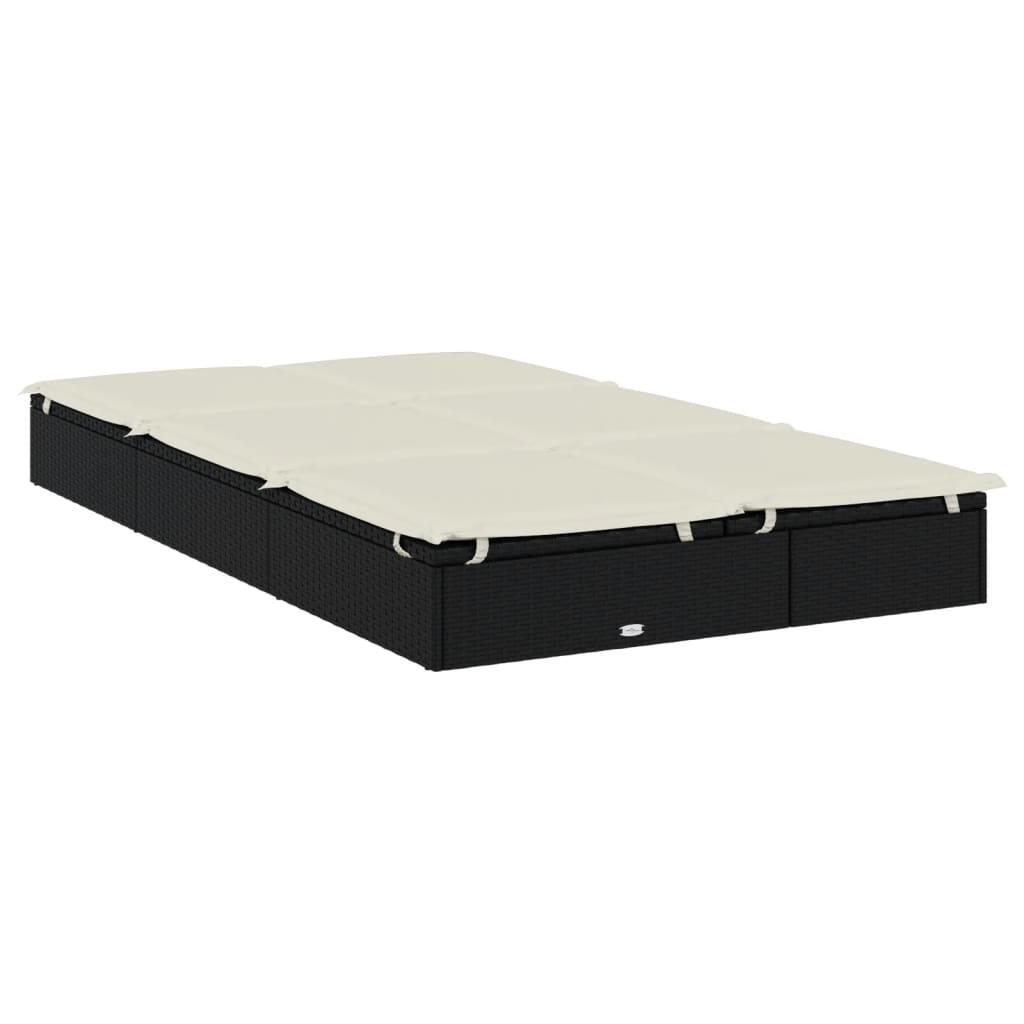 Sonnenliege Für 2 Personen Mit Auflage Schwarz Poly Rattan