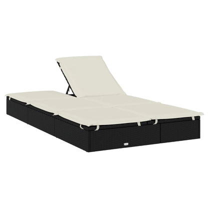 Sonnenliege Für 2 Personen Mit Auflage Schwarz Poly Rattan