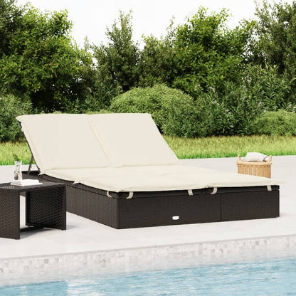 Sonnenliege Für 2 Personen Mit Auflage Schwarz Poly Rattan