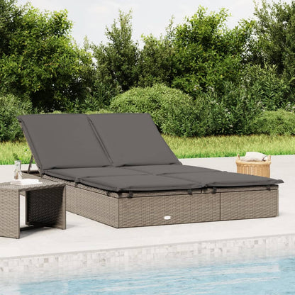 Sonnenliege Für 2 Personen Mit Auflage Schwarz Poly Rattan