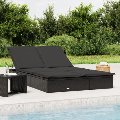 Sonnenliege Für 2 Personen Mit Auflage Schwarz Poly Rattan