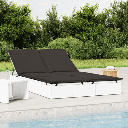 Sonnenliege Für 2 Personen Mit Auflage Schwarz Poly Rattan