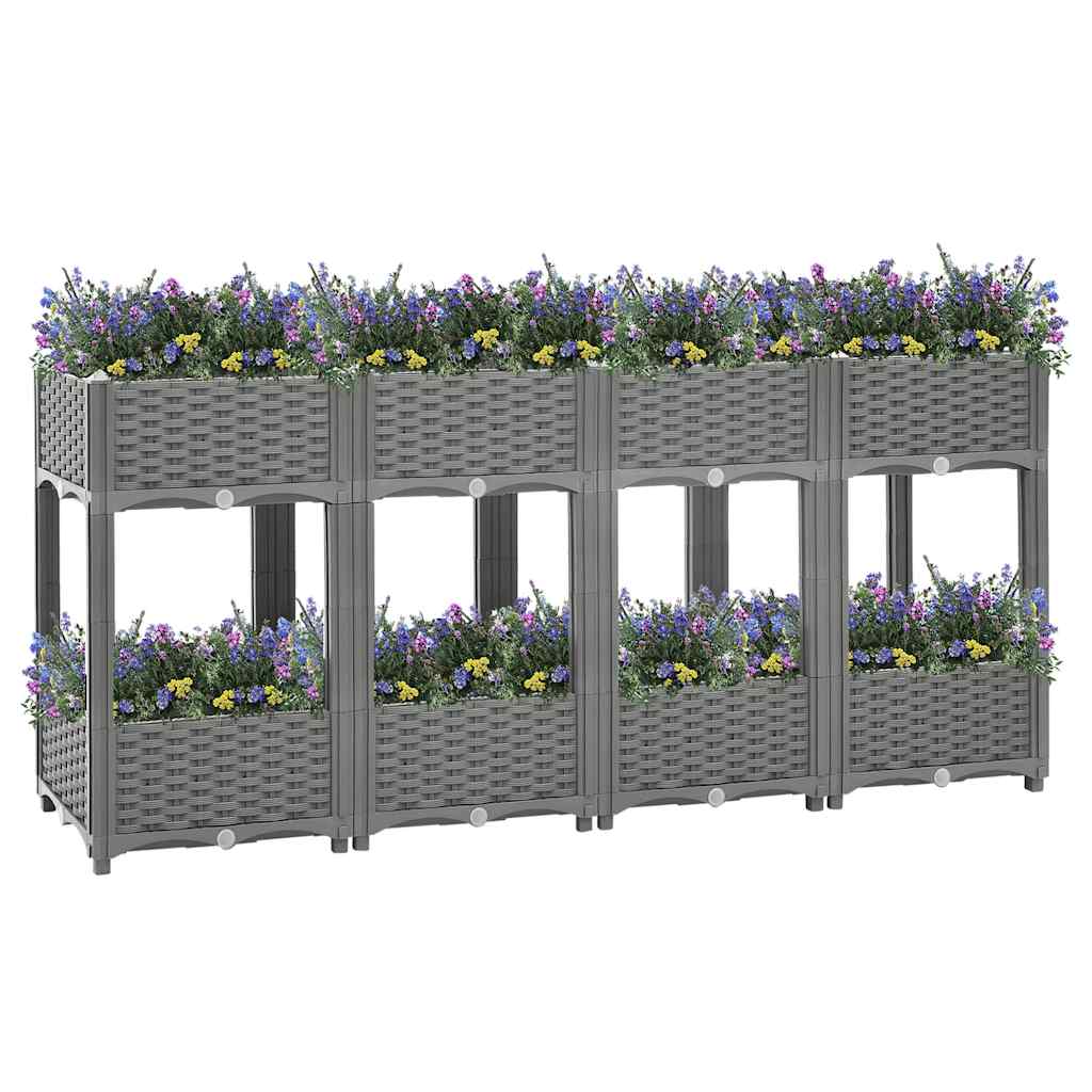 Hochbeet 160X40X71 Cm Polypropylen Hellgrau