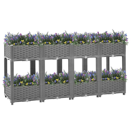 Hochbeet 160X40X71 Cm Polypropylen Hellgrau
