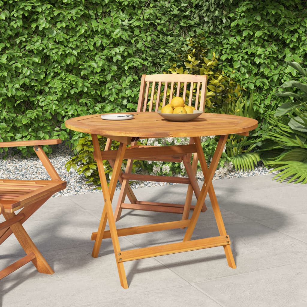 Klappbarer Gartentisch Ø 90X75 Cm Massivholz Akazie