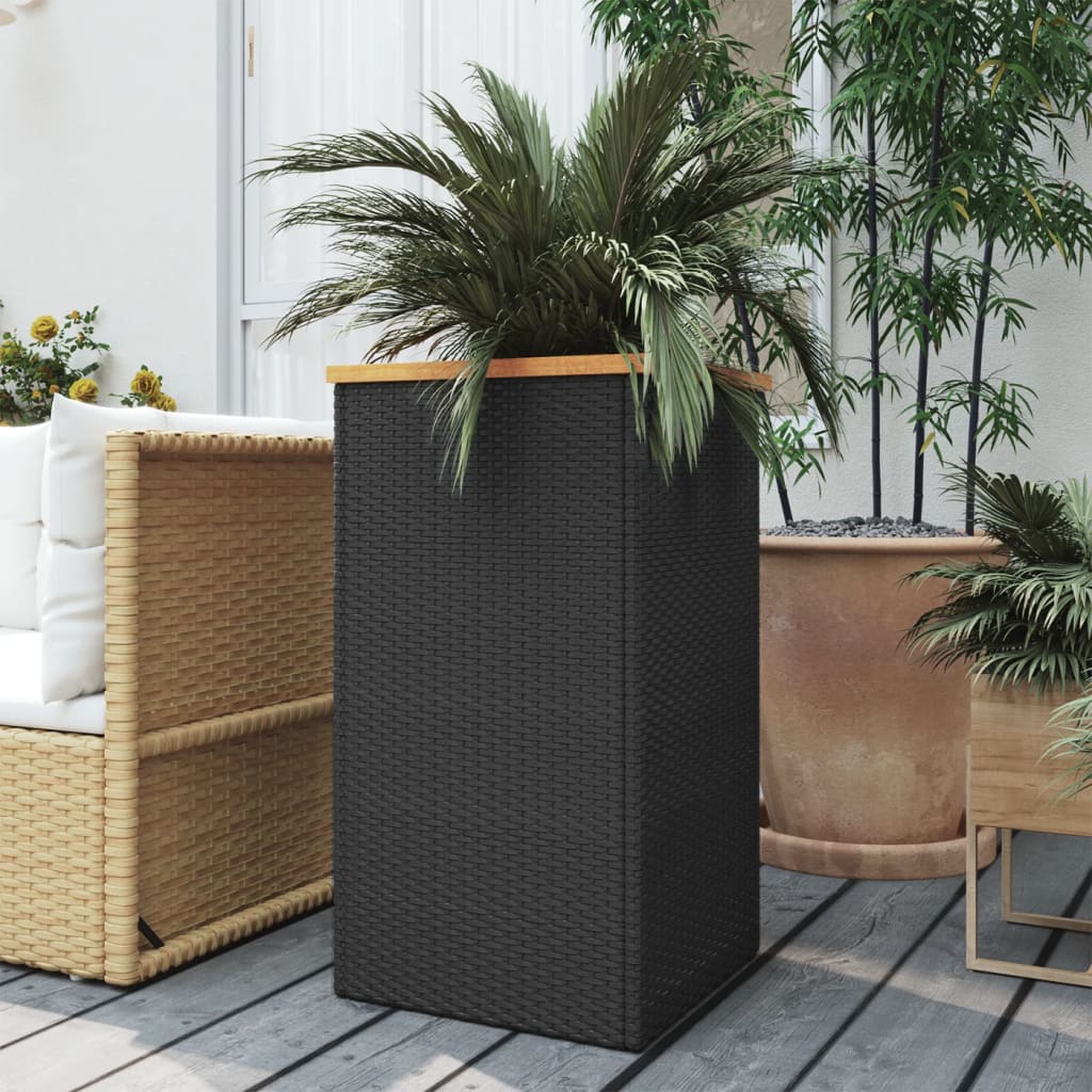 Pflanzkübel Schwarz Poly Rattan