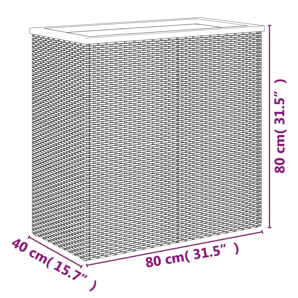 Pflanzkübel Schwarz Poly Rattan