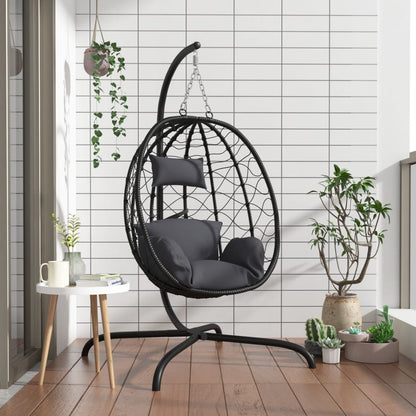 Hängesessel Mit Kissen Poly Rattan & Stahl