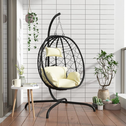 Hängesessel Mit Kissen Poly Rattan & Stahl