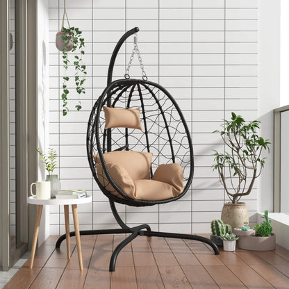 Hängesessel Mit Kissen Poly Rattan & Stahl