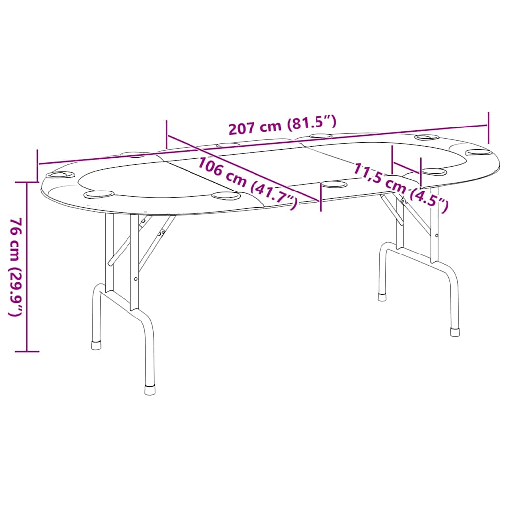 Pokertisch Klappbar 10 Spieler 207X106X76 Cm