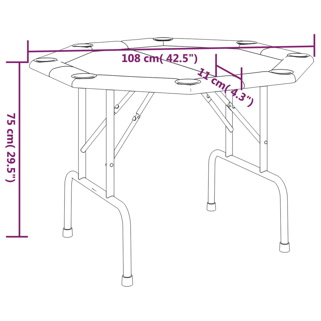Pokertisch Klappbar 8 Spieler 108X108X75 Cm