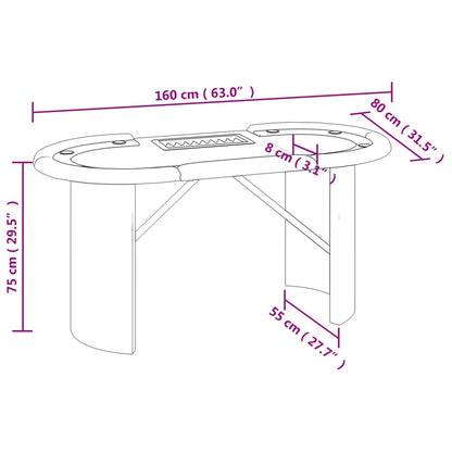 Pokertisch 10 Spieler Mit Chipablage Blau 160X80X75 Cm