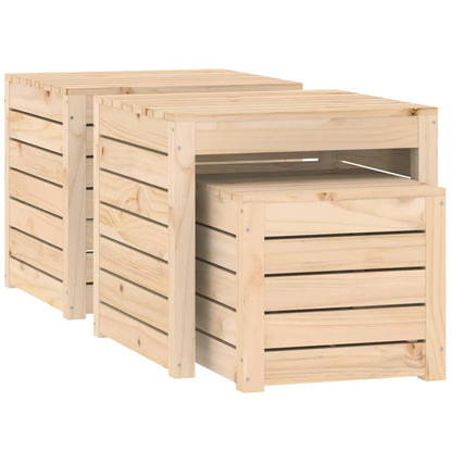 3-Tlg. Gartenbox-Set Massivholz Kiefer