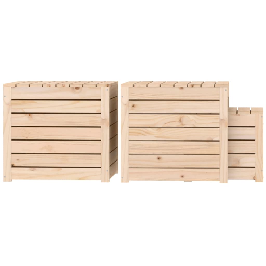 3-Tlg. Gartenbox-Set Massivholz Kiefer