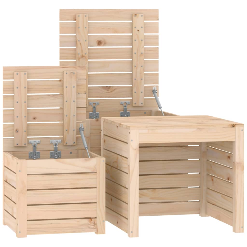 3-Tlg. Gartenbox-Set Massivholz Kiefer