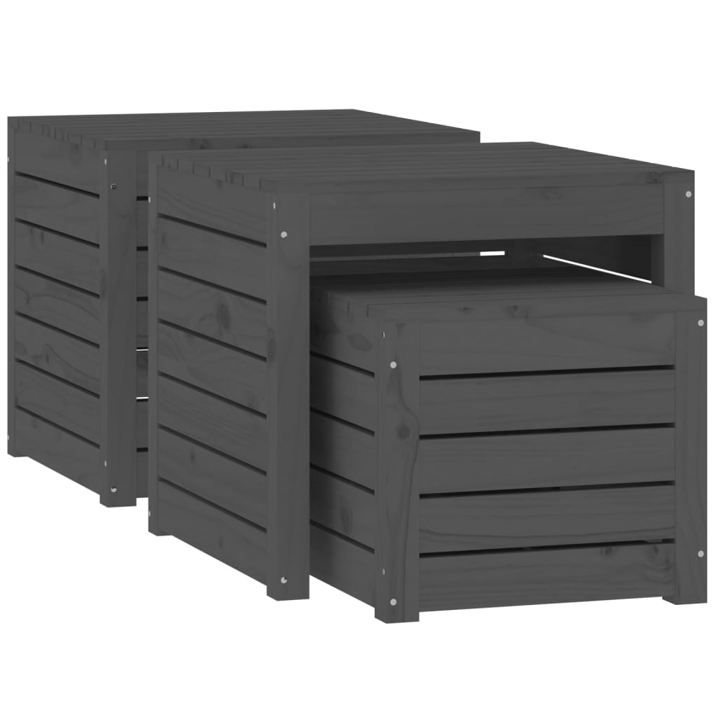 3-Tlg. Gartenbox-Set Massivholz Kiefer