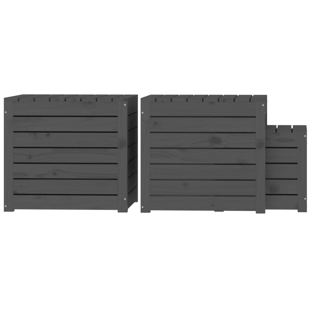 3-Tlg. Gartenbox-Set Massivholz Kiefer