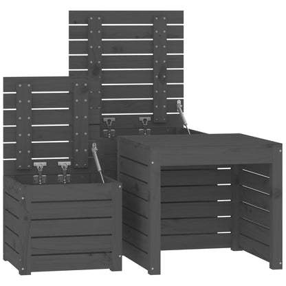 3-Tlg. Gartenbox-Set Massivholz Kiefer