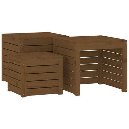 3-Tlg. Gartenbox-Set Massivholz Kiefer