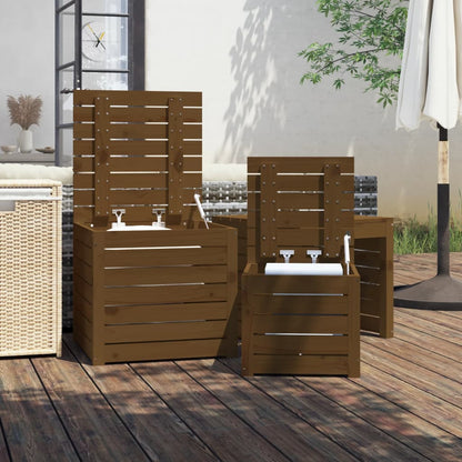 3-Tlg. Gartenbox-Set Massivholz Kiefer