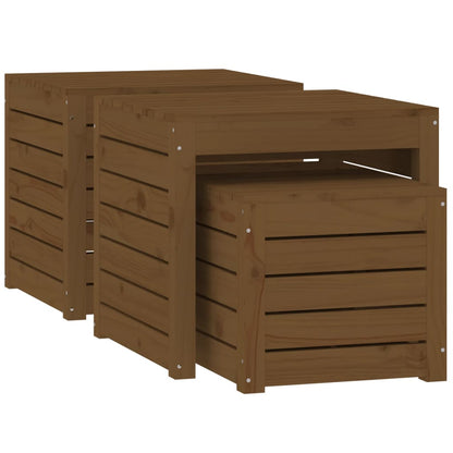 3-Tlg. Gartenbox-Set Massivholz Kiefer
