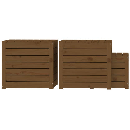 3-Tlg. Gartenbox-Set Massivholz Kiefer