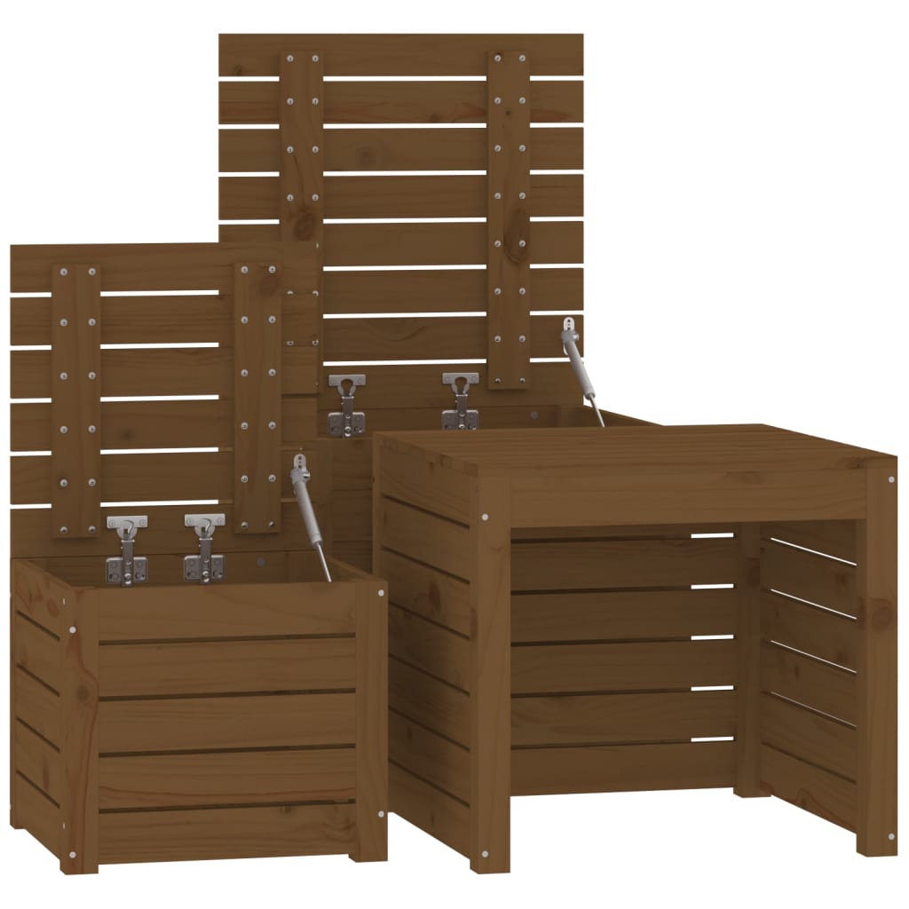 3-Tlg. Gartenbox-Set Massivholz Kiefer