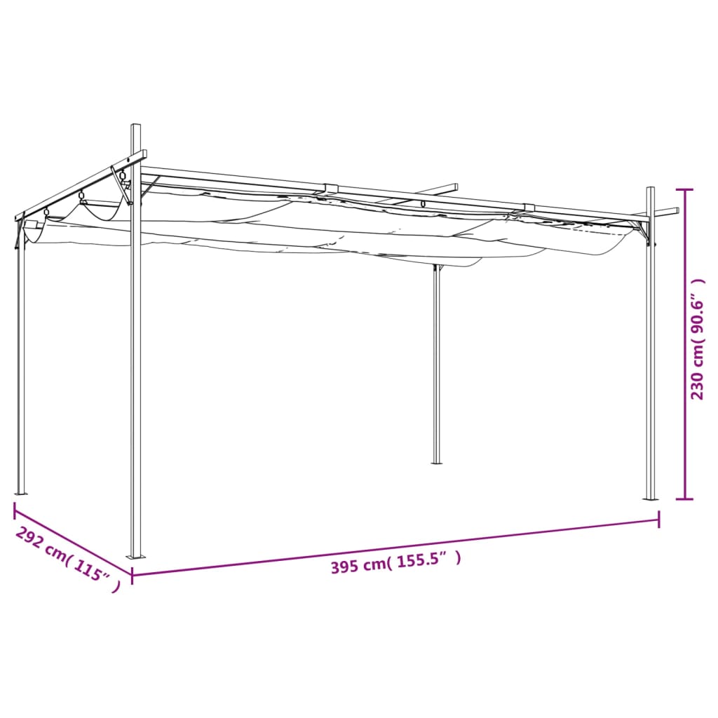 Pergola Mit Schiebedach 395X292X230 Cm