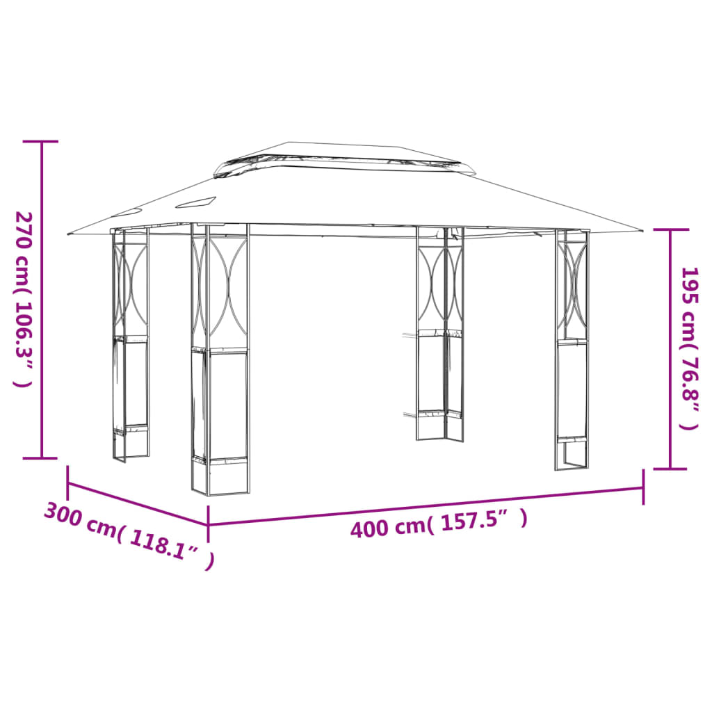 Pavillon Mit Dach Anthrazit Stahl