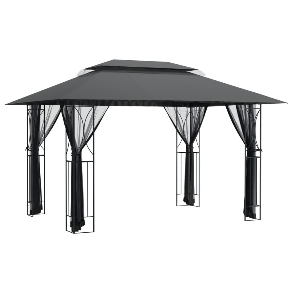 Pavillon Mit Seitenwänden Anthrazit Stahl