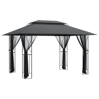 Pavillon Mit Seitenwänden Anthrazit Stahl