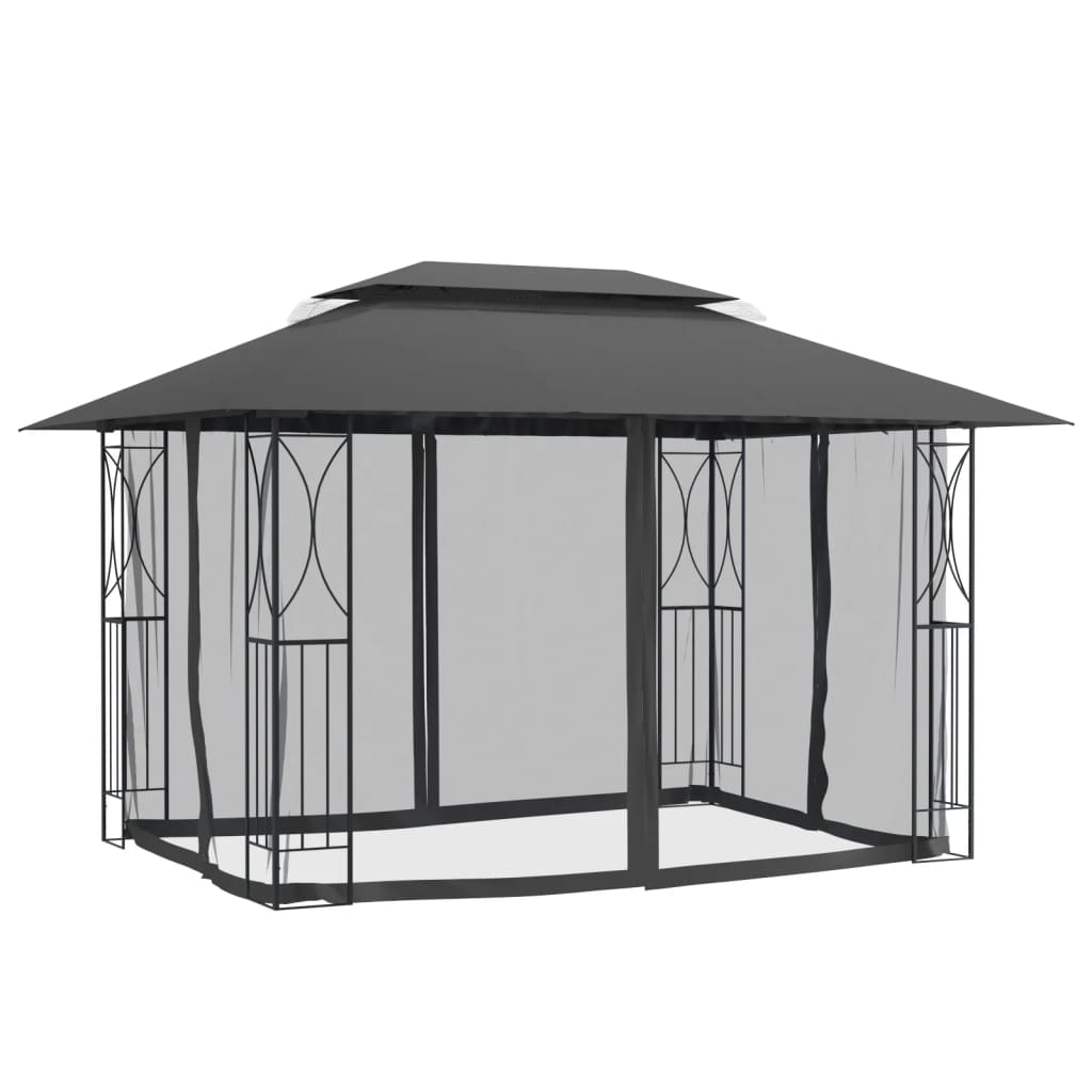 Pavillon Mit Seitenwänden Anthrazit Stahl