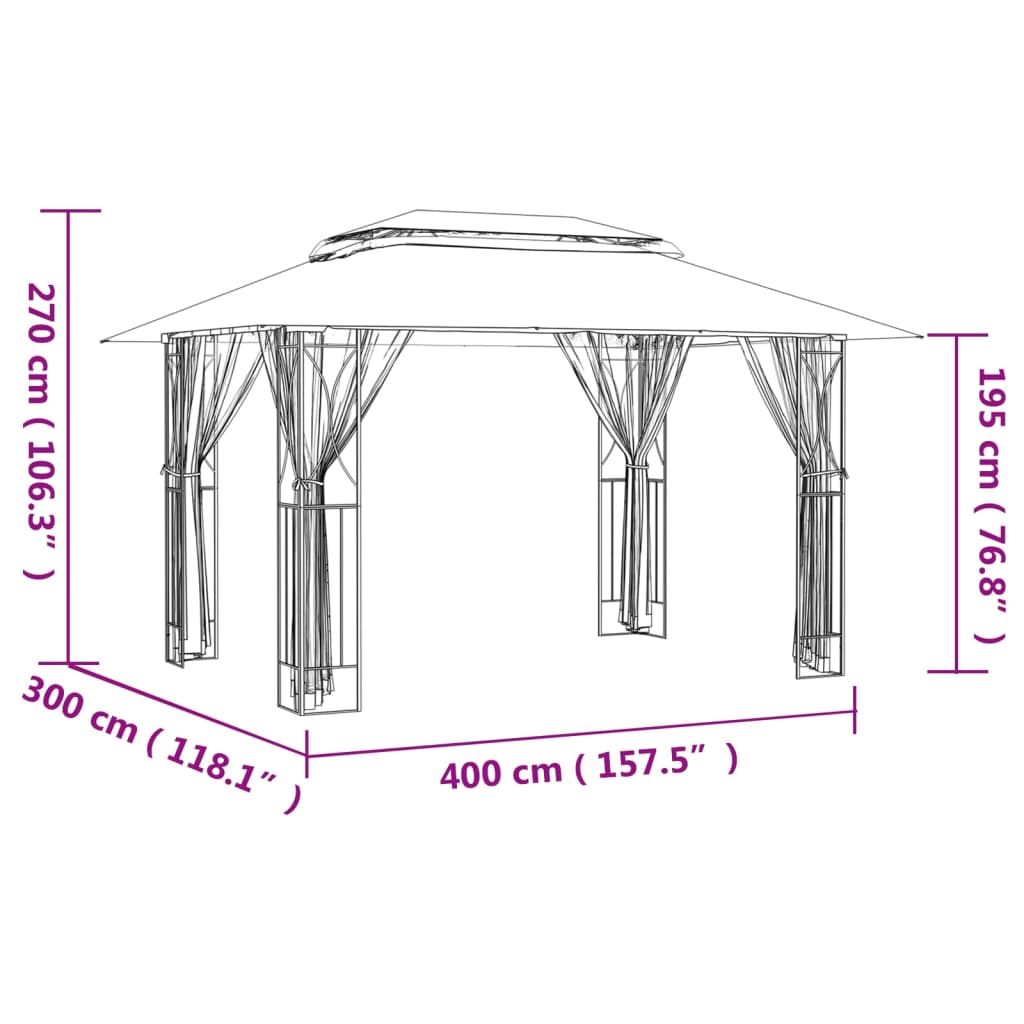 Pavillon Mit Seitenwänden Anthrazit Stahl