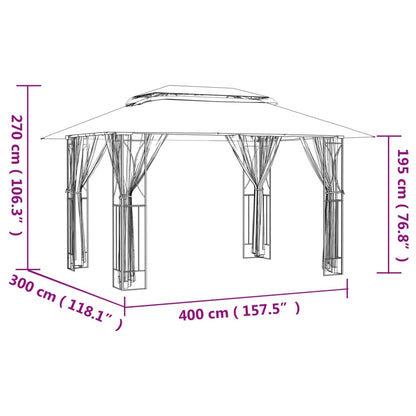 Pavillon Mit Seitenwänden Anthrazit Stahl
