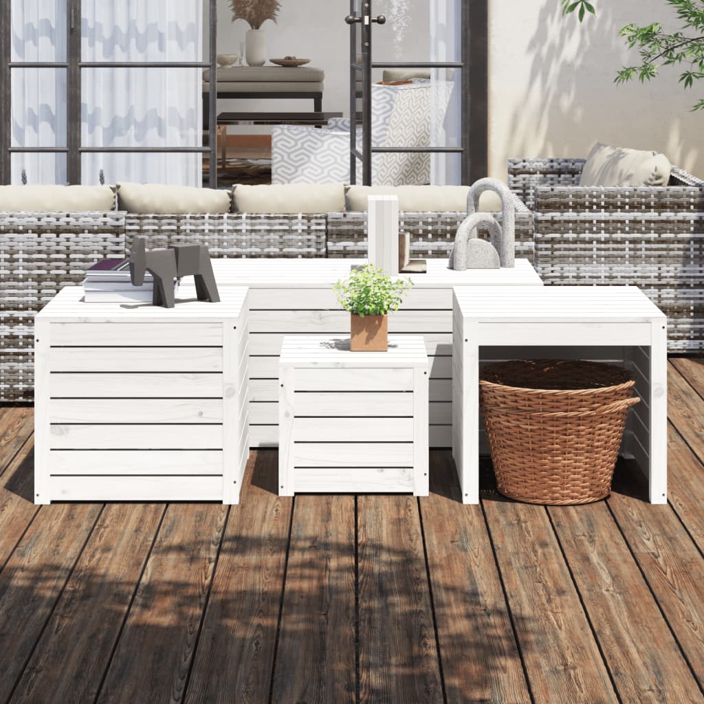 4-Tlg. Gartenbox-Set Massivholz Kiefer