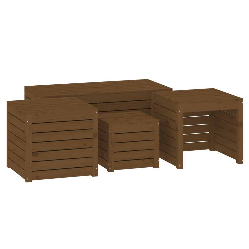 4-Tlg. Gartenbox-Set Massivholz Kiefer