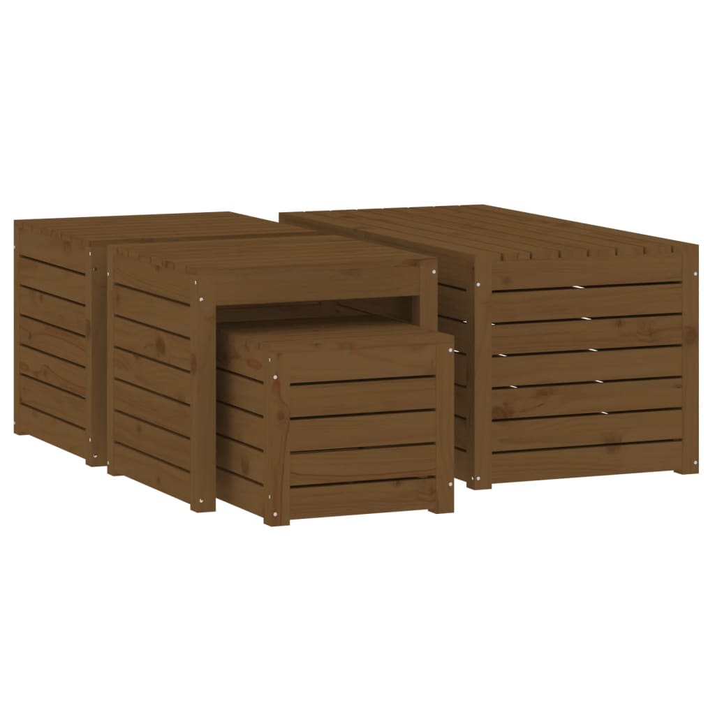 4-Tlg. Gartenbox-Set Massivholz Kiefer