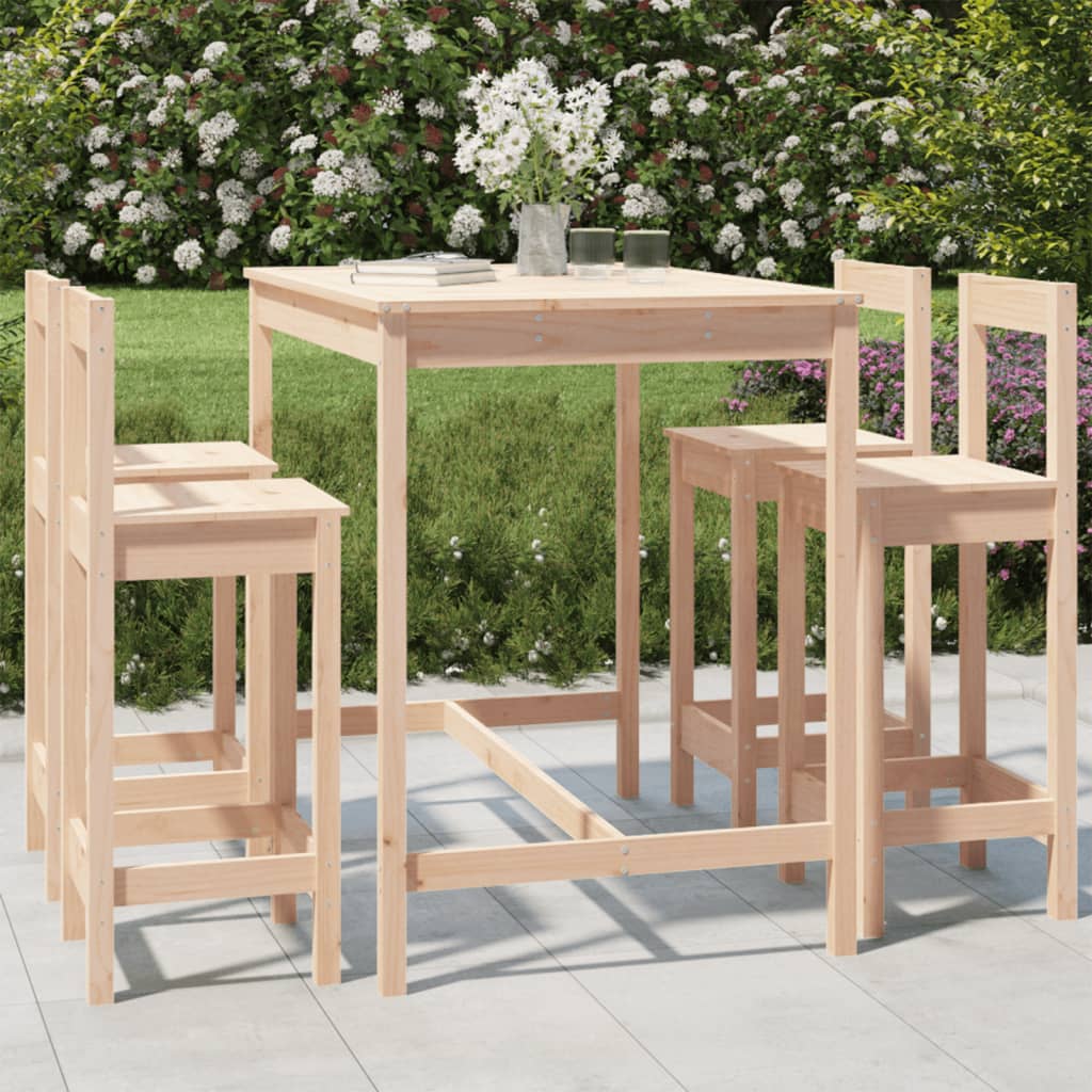5-Tlg. Gartenbar-Set Massivholz Kiefer
