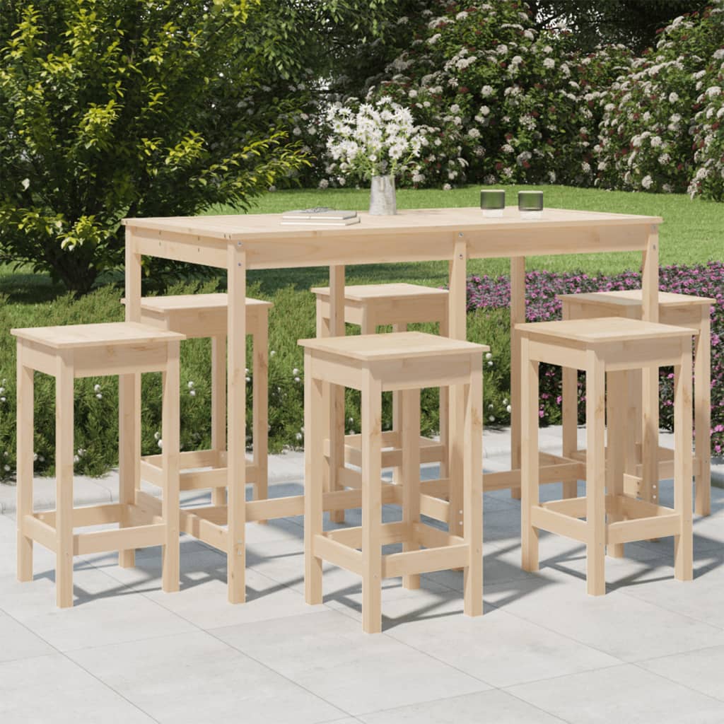 7-Tlg. Gartenbar-Set Massivholz Kiefer