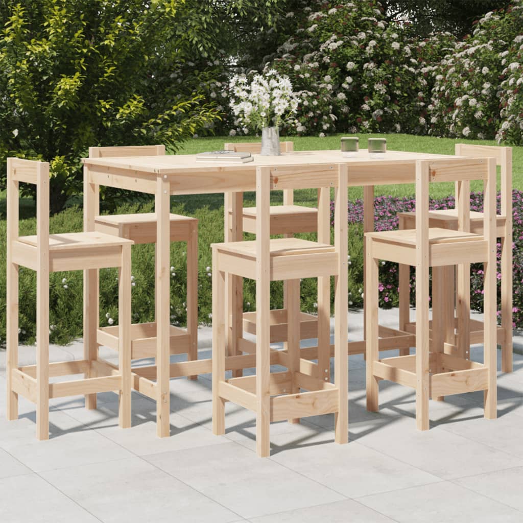 7-Tlg. Gartenbar-Set Massivholz Kiefer