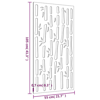 Garten-Wanddeko 105X55 Cm Cortenstahl Bambus-Design